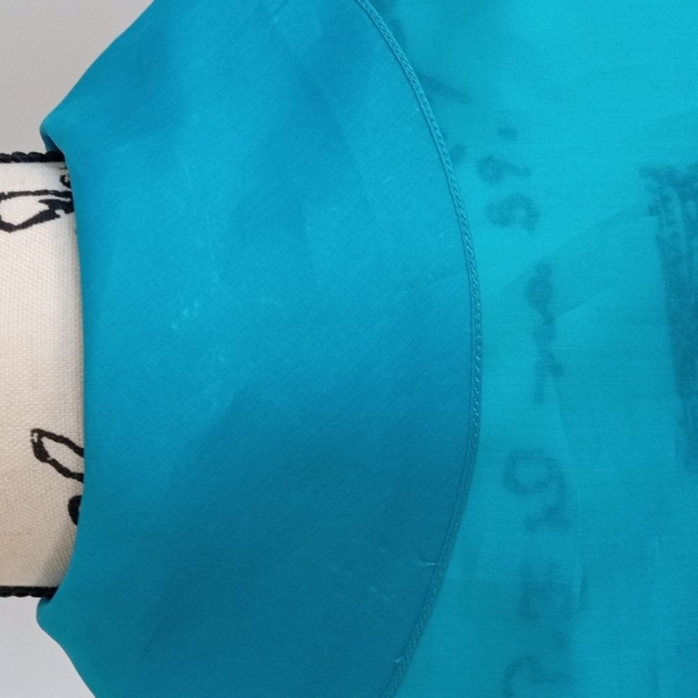 Ralph Lauren purple label women's blouse 100% silk size 6 turquoise color - Picture 9 of 17